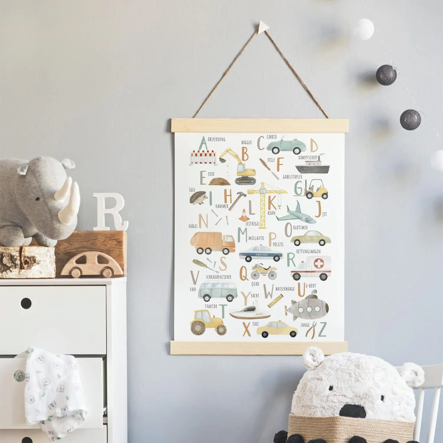 MeinBaby123 Fahrzeuge ABC Kinderzimmerposter A2