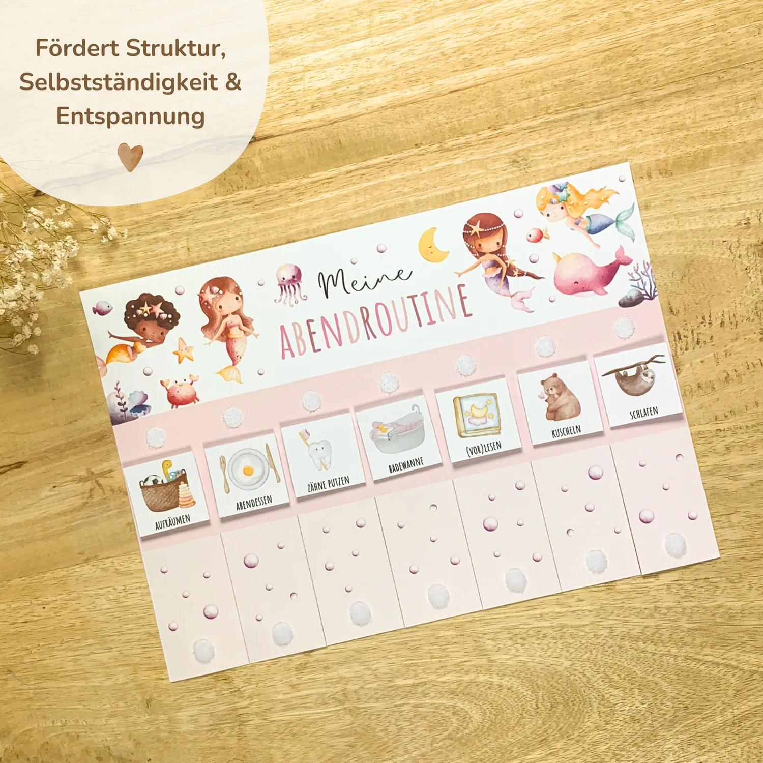 MeinBaby123 Morgen- & Abendroutine Stundenplan Meerjungfrau PDF