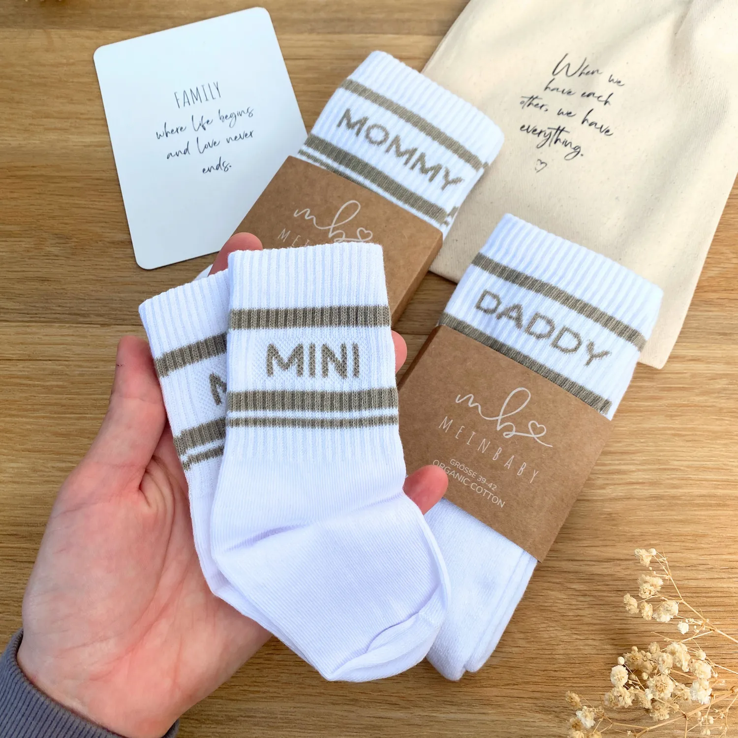 MeinBaby123 Daddy & Mini Retro-Socken Set beige Bio-Baumwolle