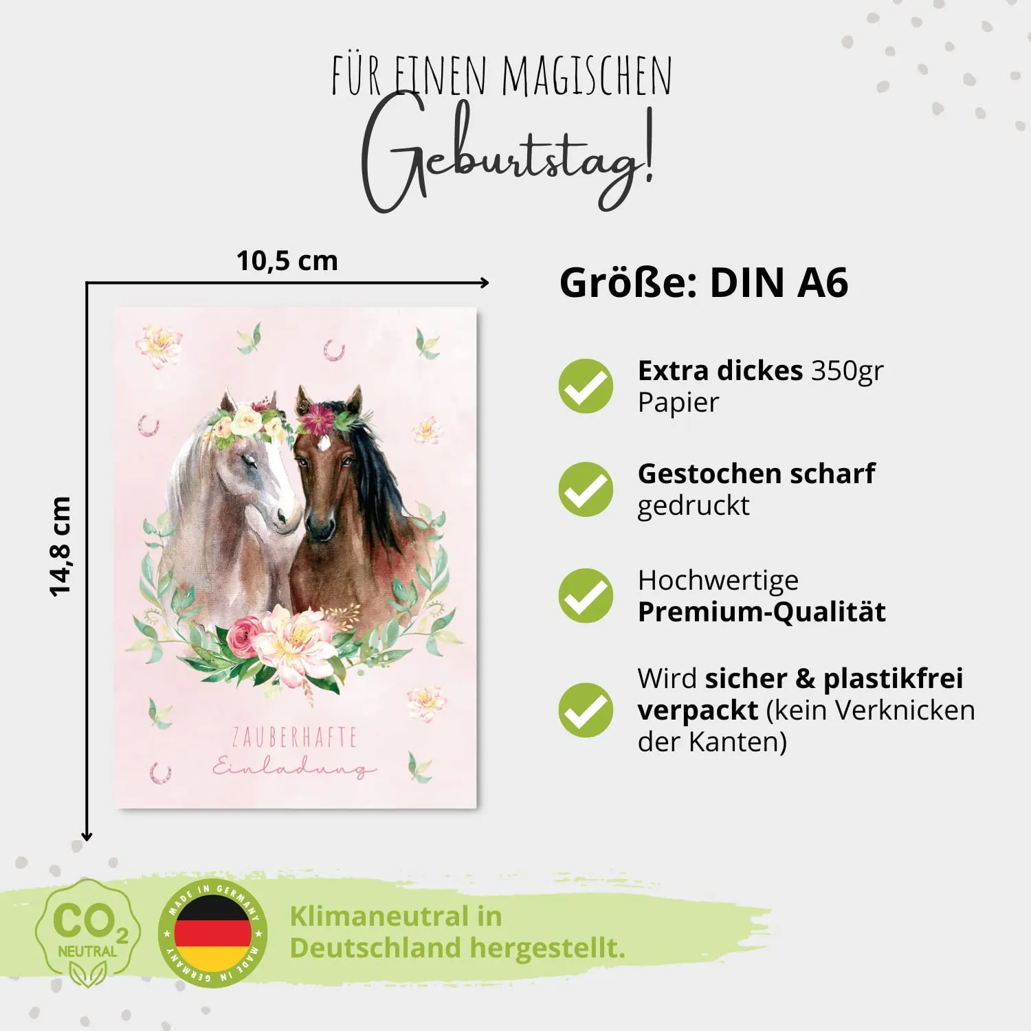 MeinBaby123 Pferd Einladungskarten Kindergeburtstag 10er