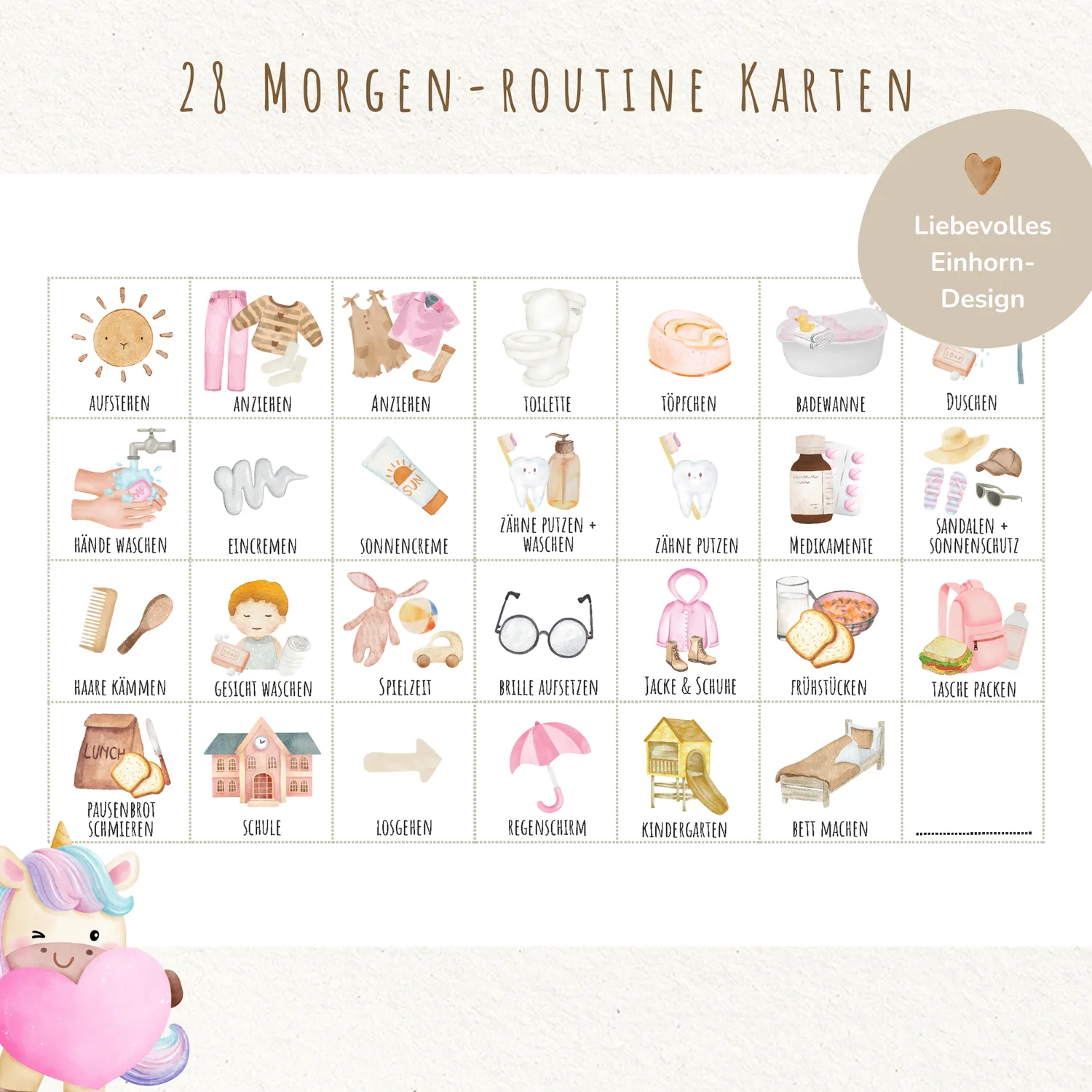 MeinBaby123 Morgen-Abendroutine Einhorn Stundenplan PDF