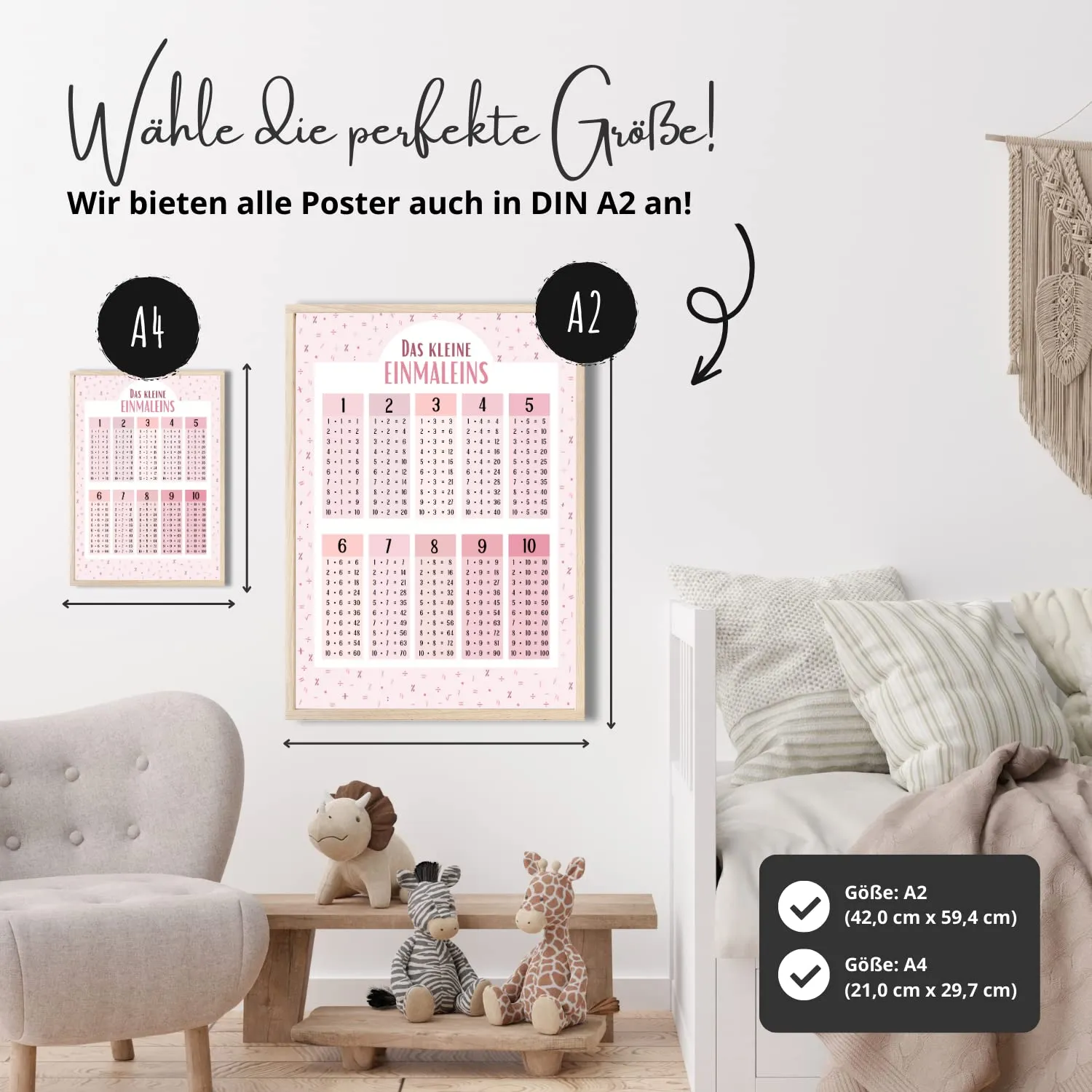 MeinBaby123 Lernposter Einmaleins A4 rosa 1x1 Tabelle