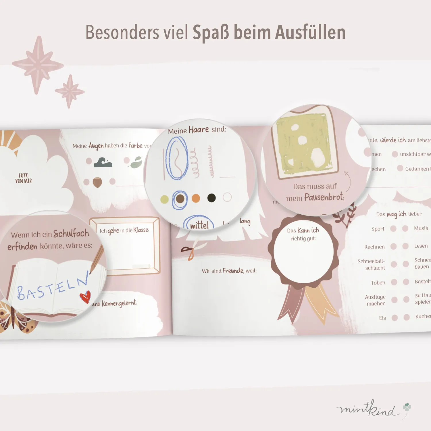 MINTKIND Freundebuch Grundschule Regenbogen Mint 80 Seiten