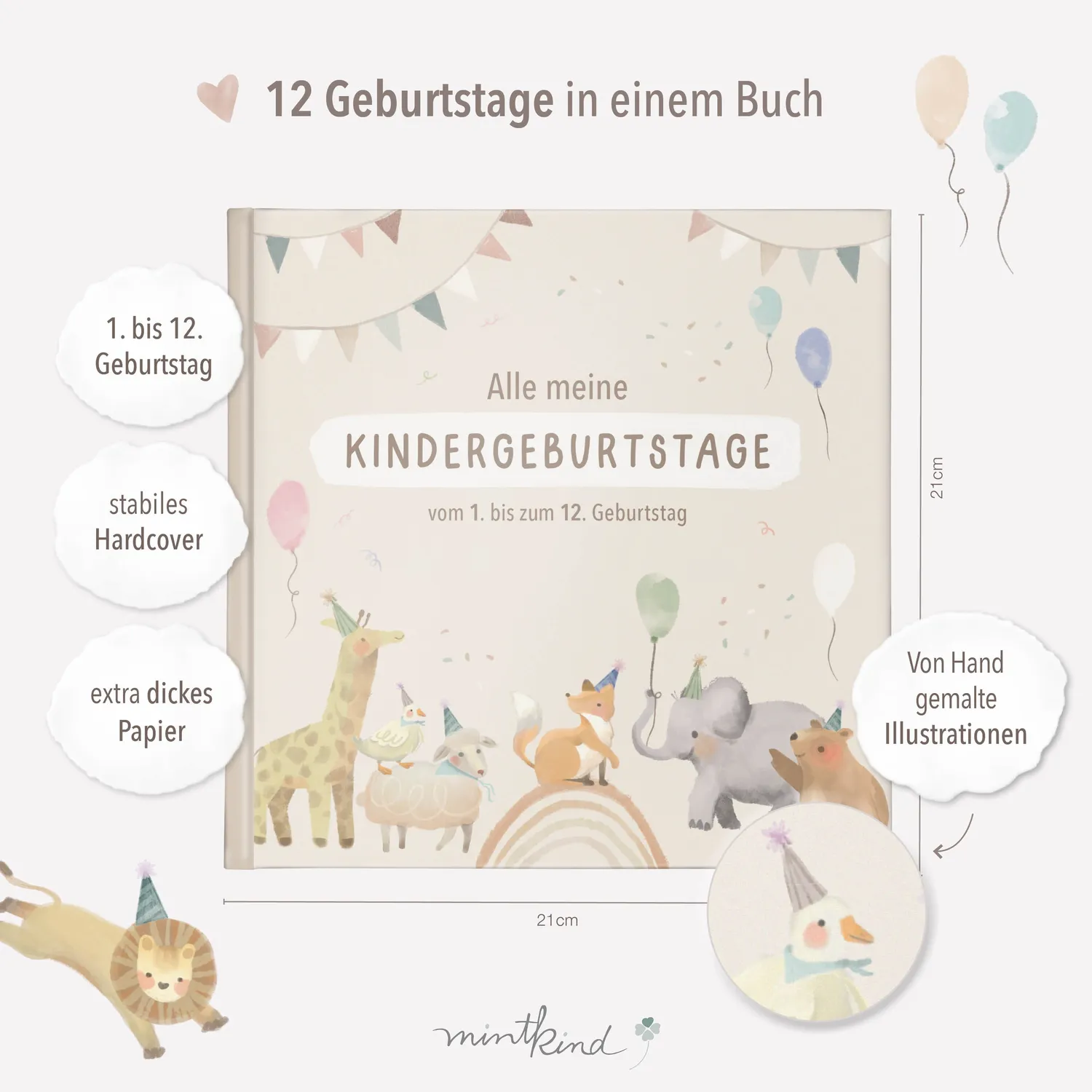 MINTKIND Alle meine Kindergeburtstage Erinnerungsalbum Beige 1-12