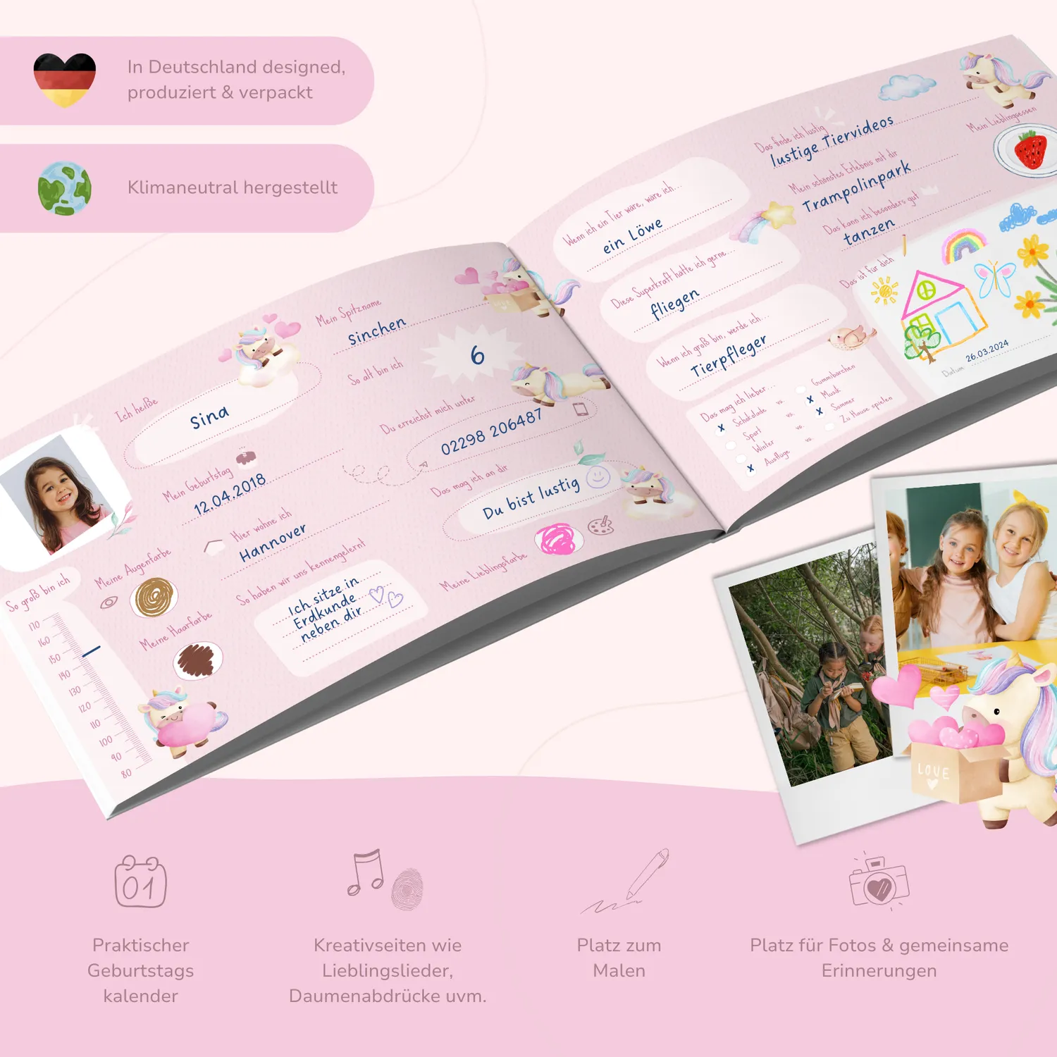 MeinBaby123 Freundebuch Kinder Einhörner Hardcover 26