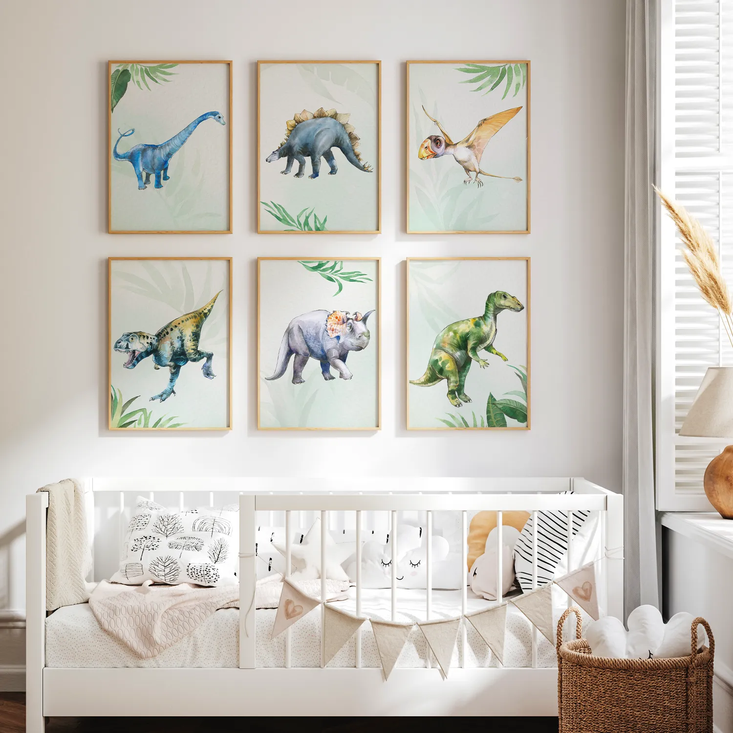 MeinBaby123 Dino Kinderzimmerposter 6er Set A4 matt