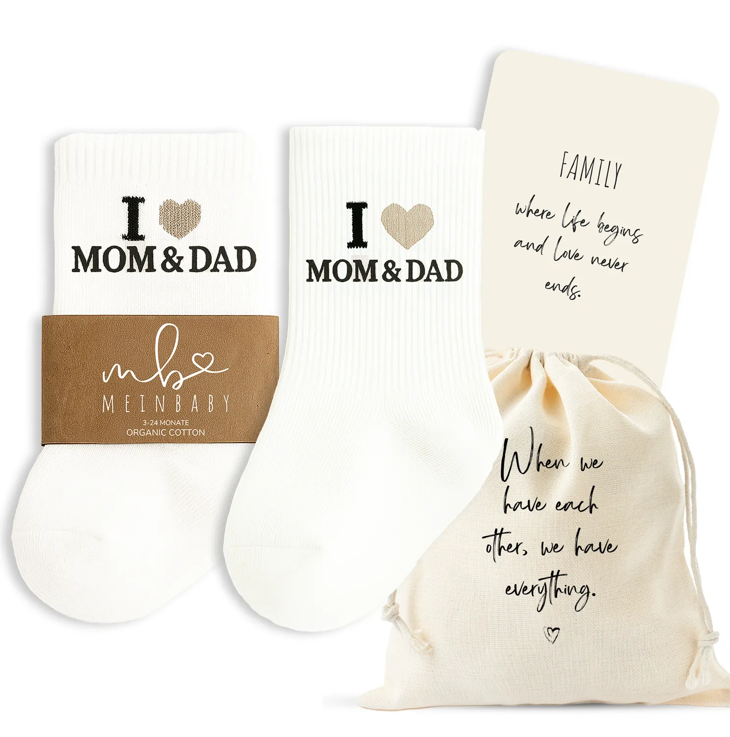 MeinBaby123 Babysocken Set I love Mom Baumwolle Karte