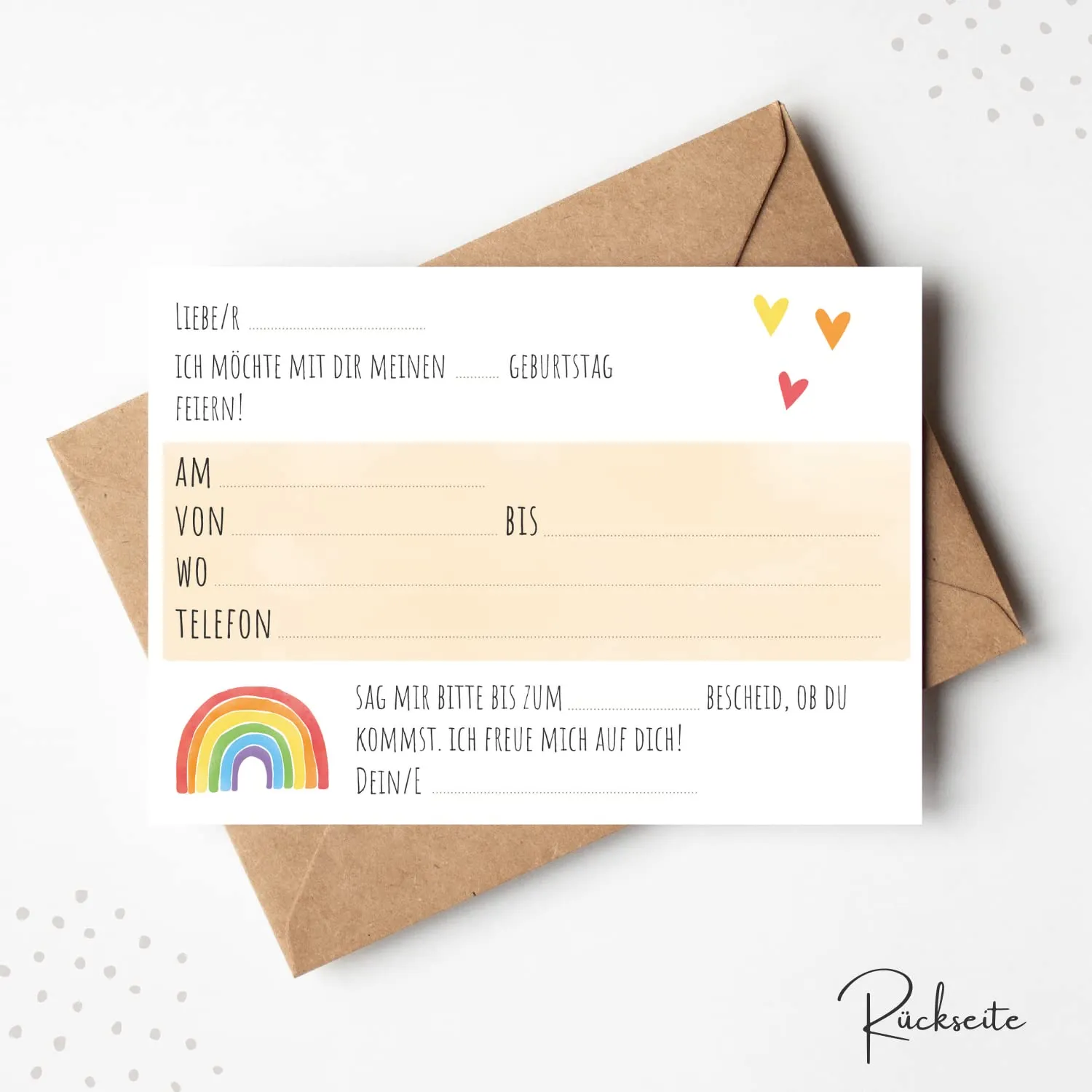 MeinBaby123 Regenbogen Einladungskarten 10er mit Umschlägen