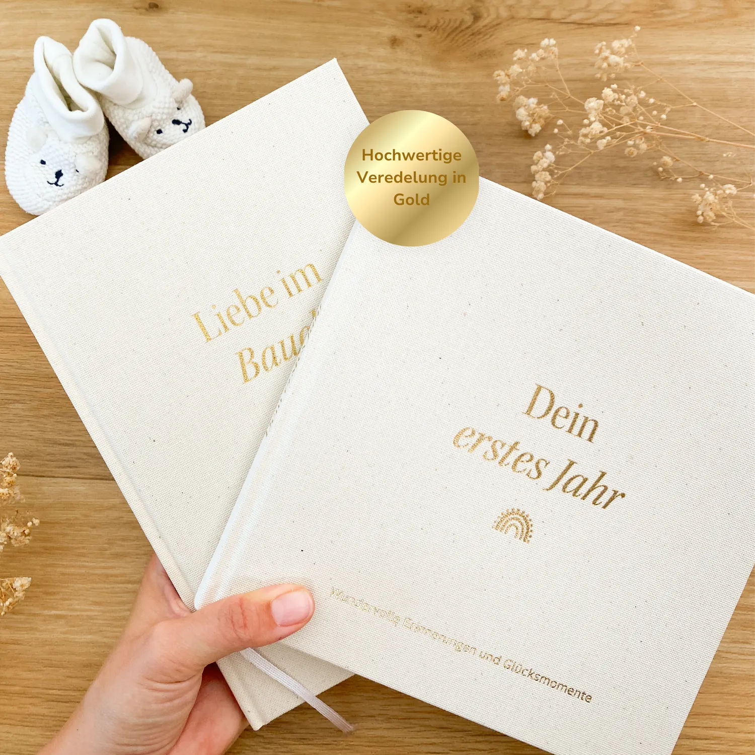 MeinBaby123 Liebe im Bauch Leinenbücher Schwangerschaft 2er-Set