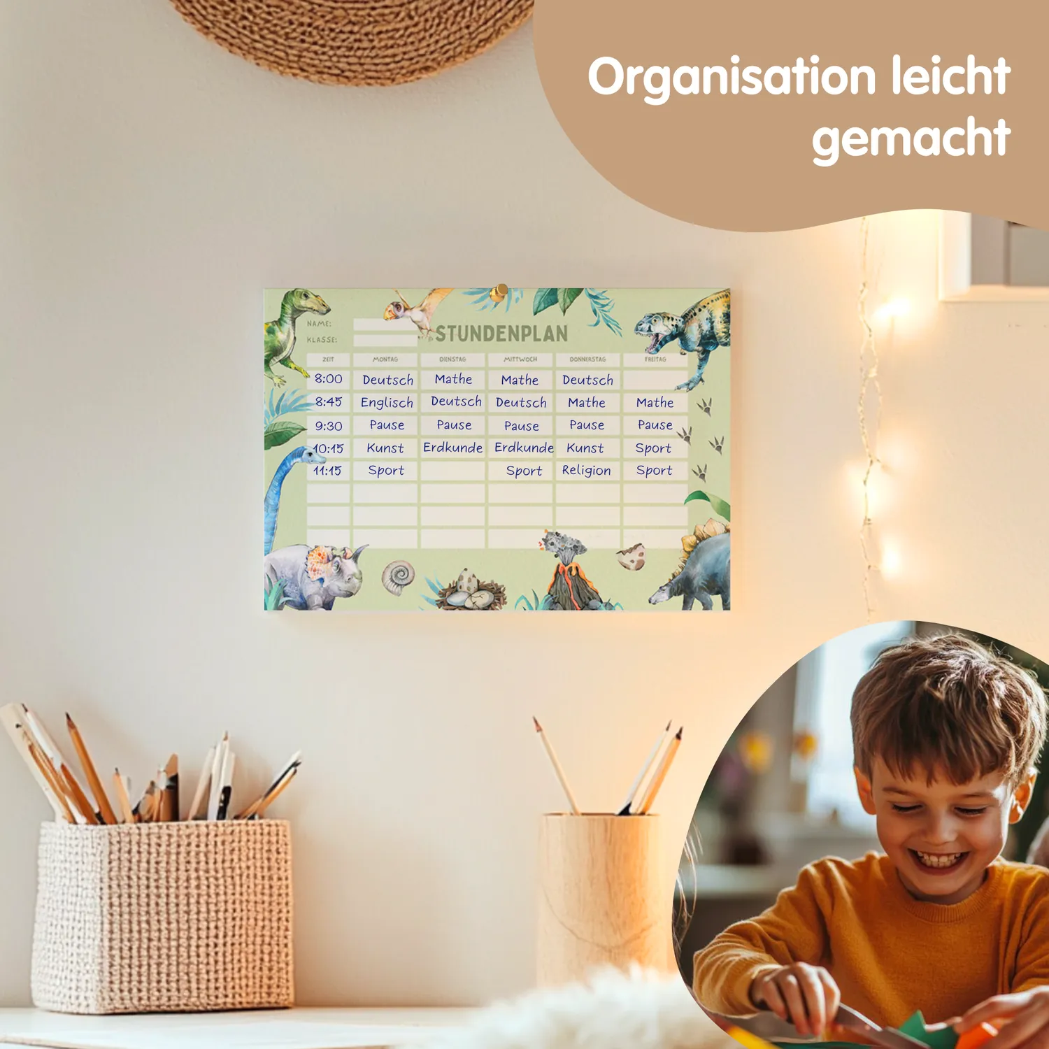 MeinBaby123 Dinos Stundenplan zum Ausdrucken PDF A4