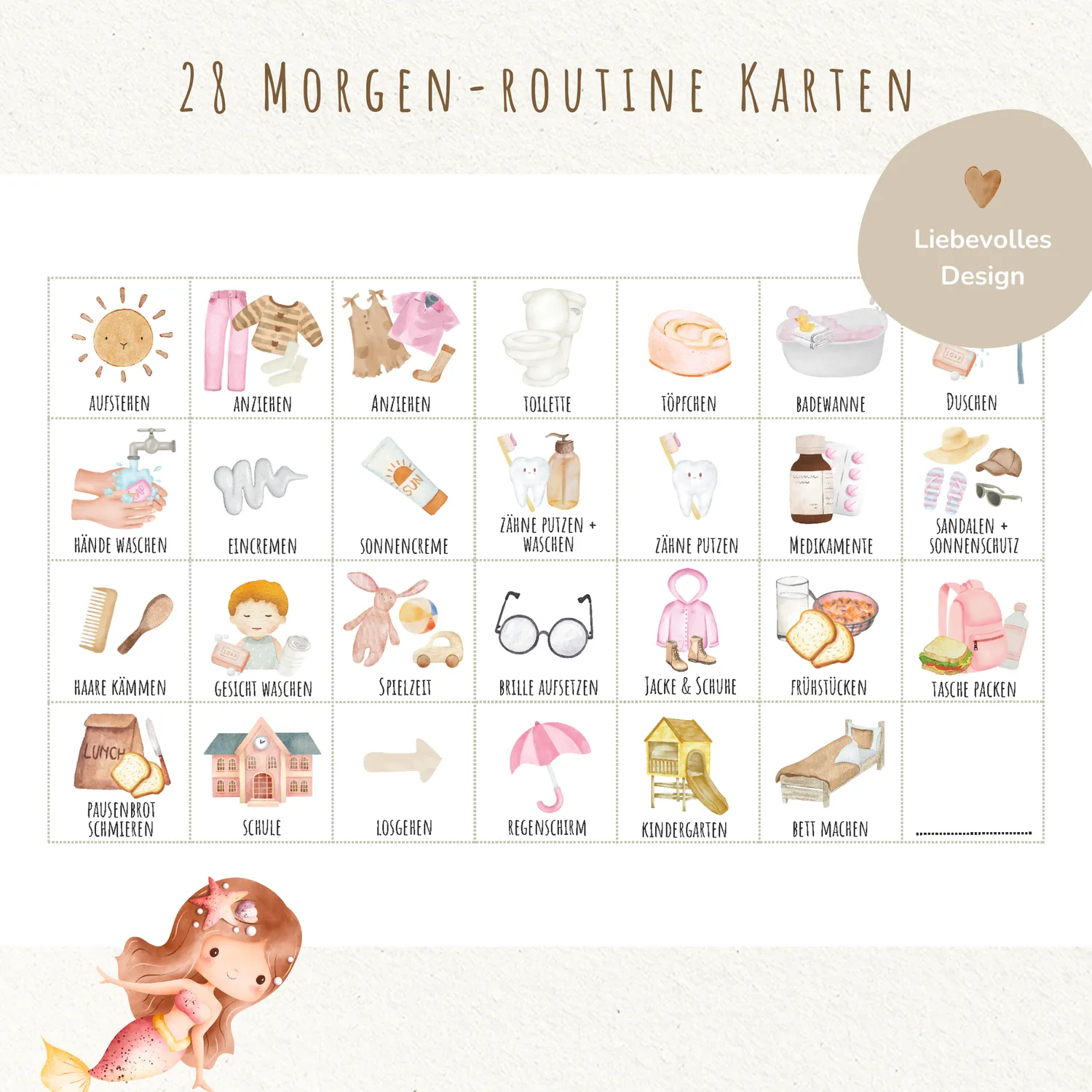 MeinBaby123 Morgen- & Abendroutine Stundenplan Meerjungfrau PDF