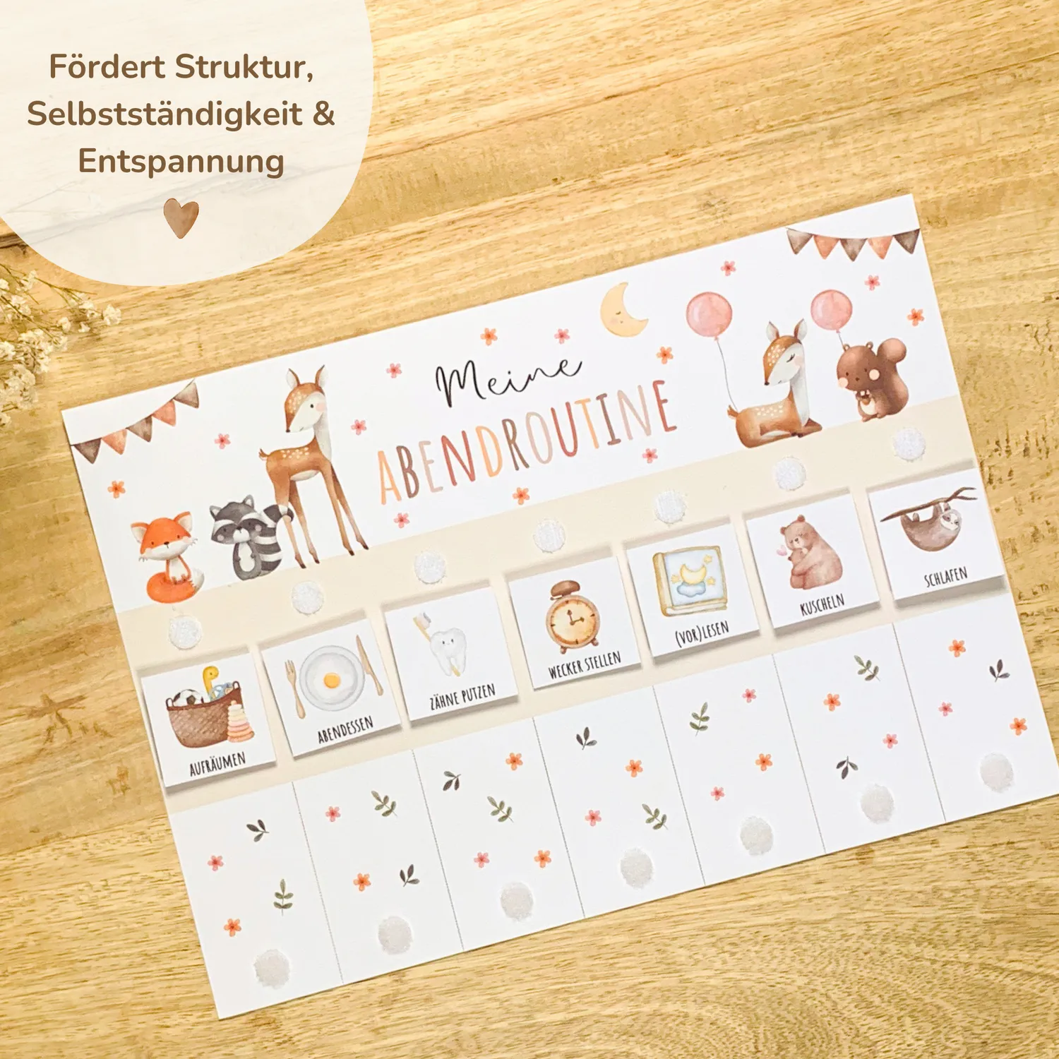 MeinBaby123 Süße Tiere Morgen-Abendroutine PDF Ausdruck