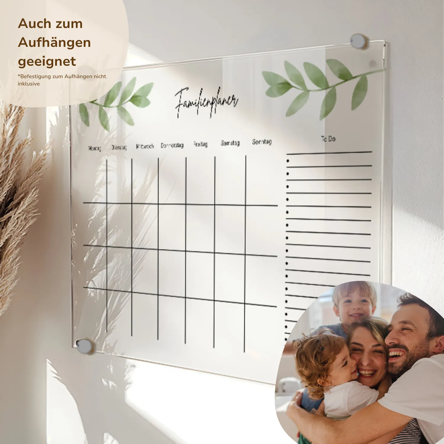 MeinBaby123 Familienplaner Acryl A3 mit Holzhalterung