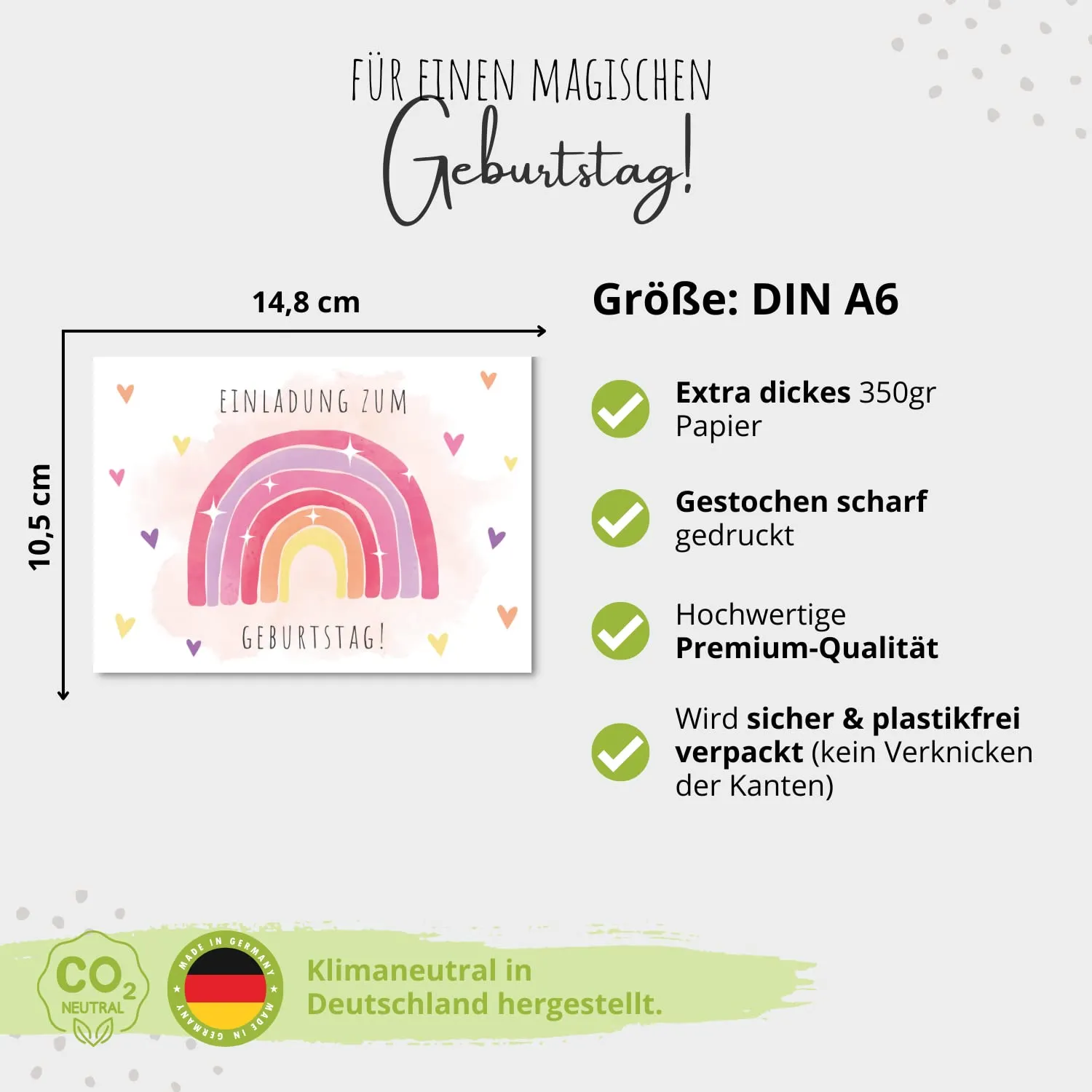 MeinBaby123 Regenbogen rosa Einladungskarten Kindergeburtstag 10er Set