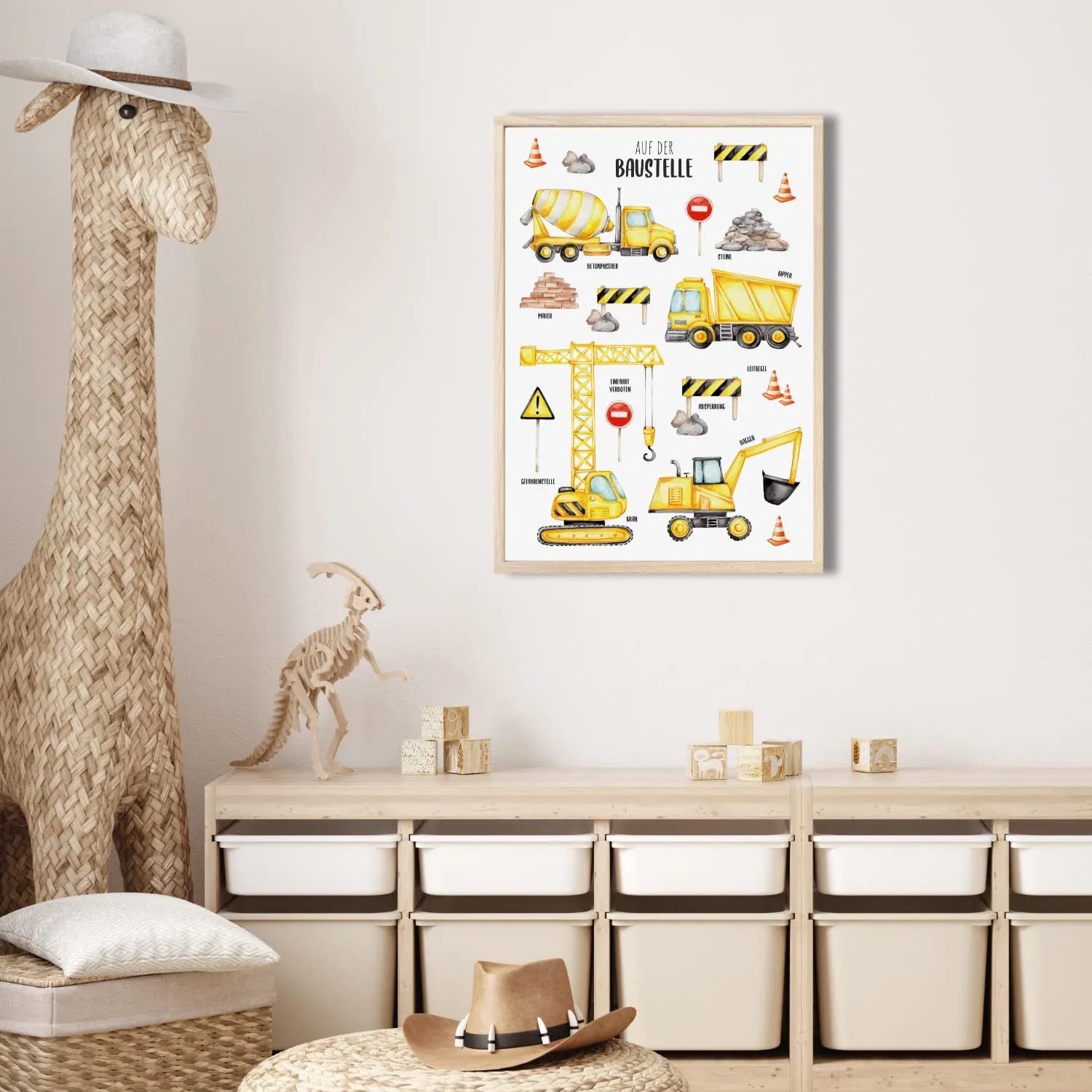 MeinBaby123 Kinderzimmerposter Bagger Poster A2 Baufahrzeuge
