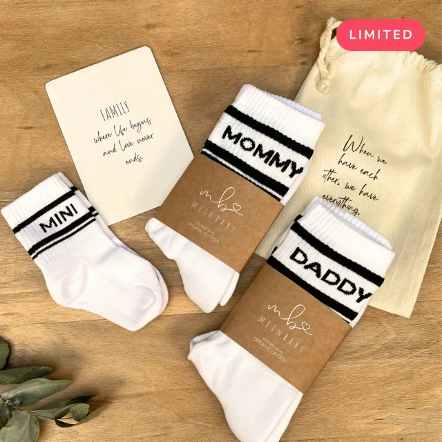 MeinBaby123 Mommy Daddy Mini Socken 3er Set schwarz