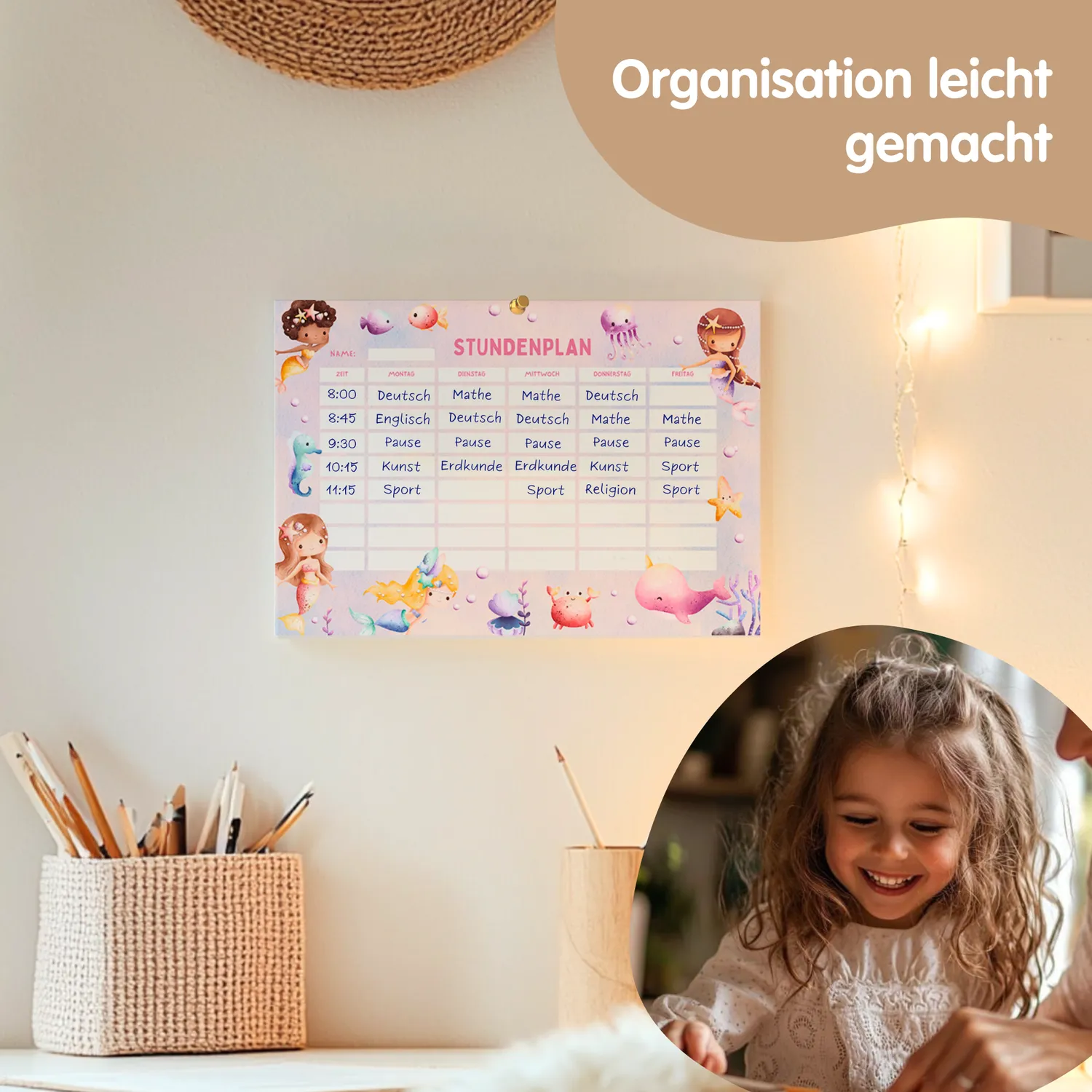 MeinBaby123 Stundenplan Meerjungfrau zum Ausdrucken PDF A4