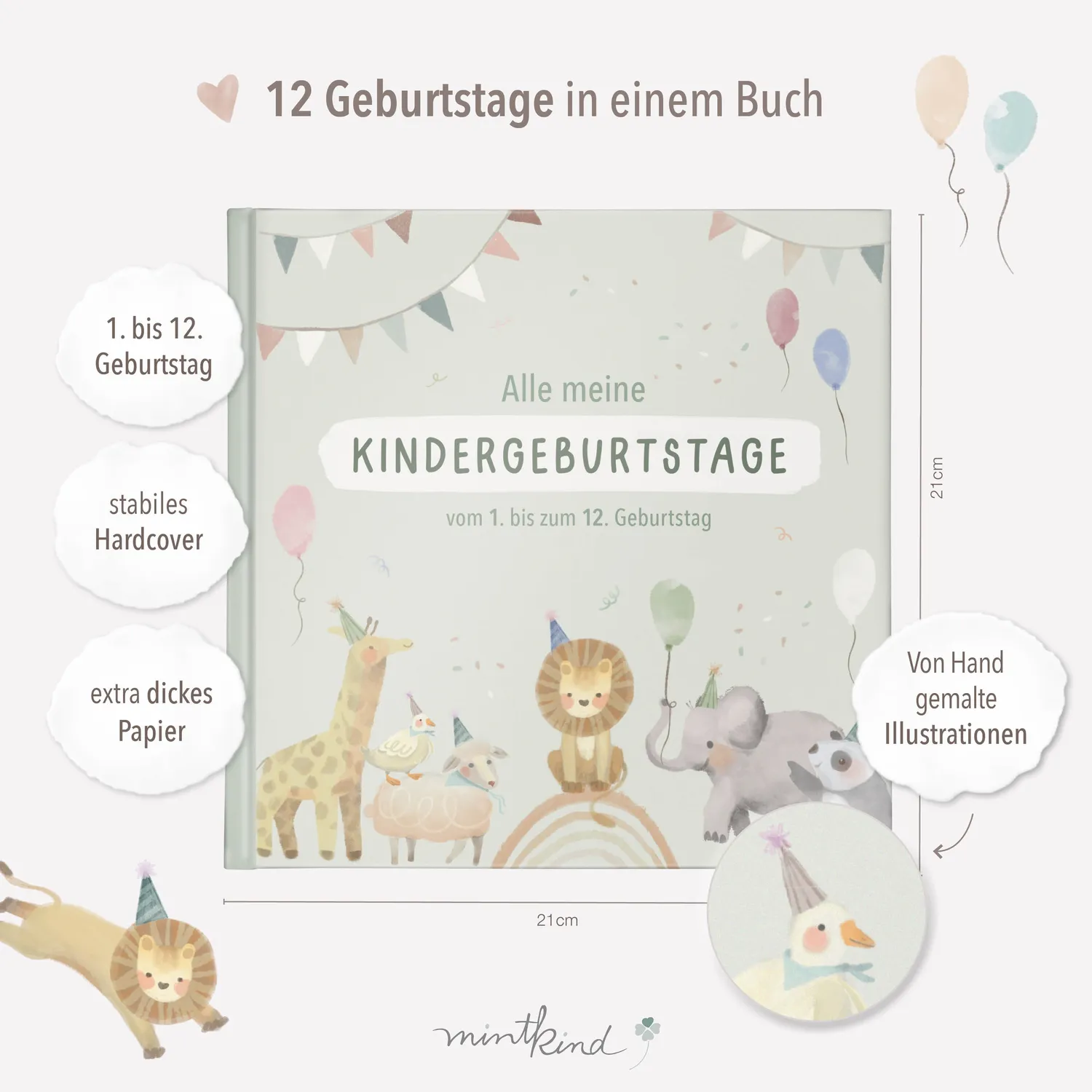 MINTKIND Alle meine Kindergeburtstage Erinnerungsalbum Beige 1-12