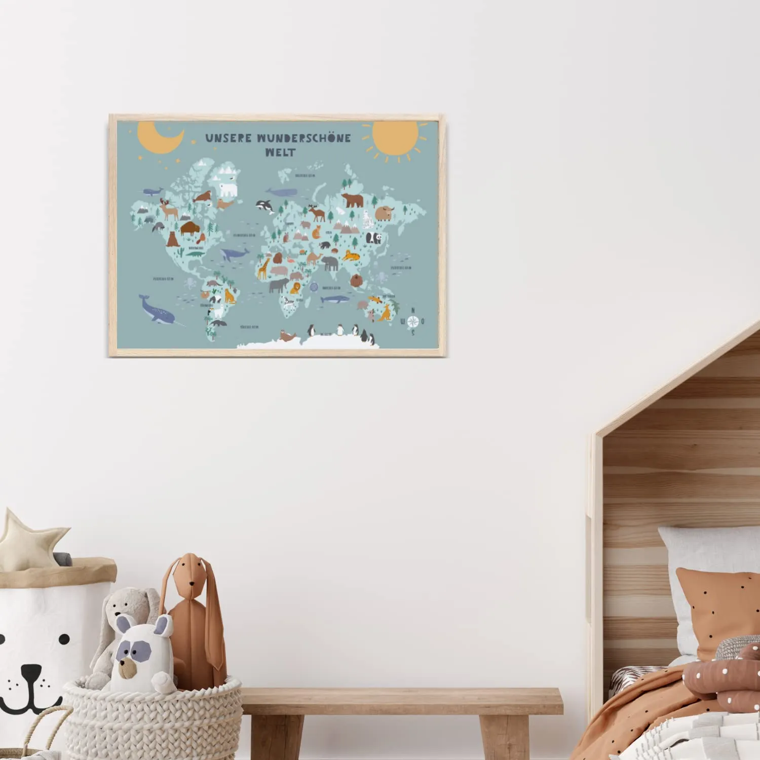 MeinBaby123 Weltkarte Lernposter blau A2 matt