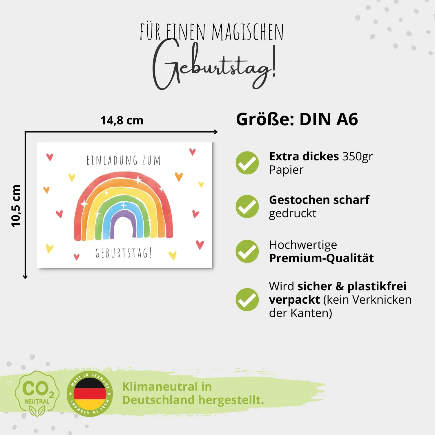 MeinBaby123 Regenbogen Einladungskarten 10er mit Umschlägen