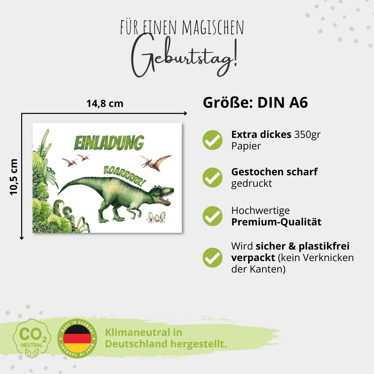 MeinBaby123 Einladungskarten Kindergeburtstag Dino 10er