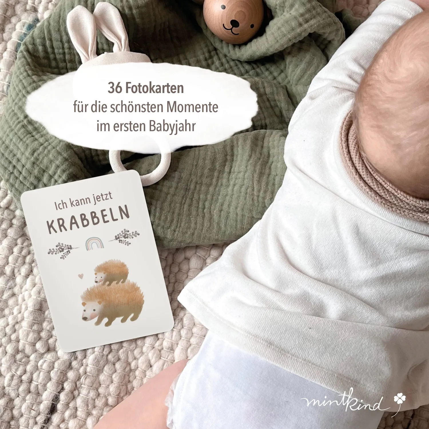 MINTKIND Meilensteinkarten Baby erstes Jahr 32 Karten