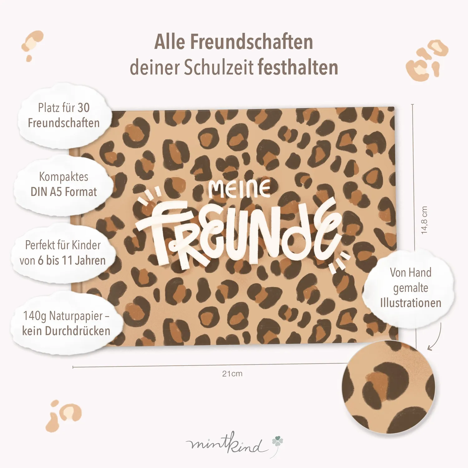 MINTKIND Freundebuch Schule 30 Freunde Leo Monster Smileys