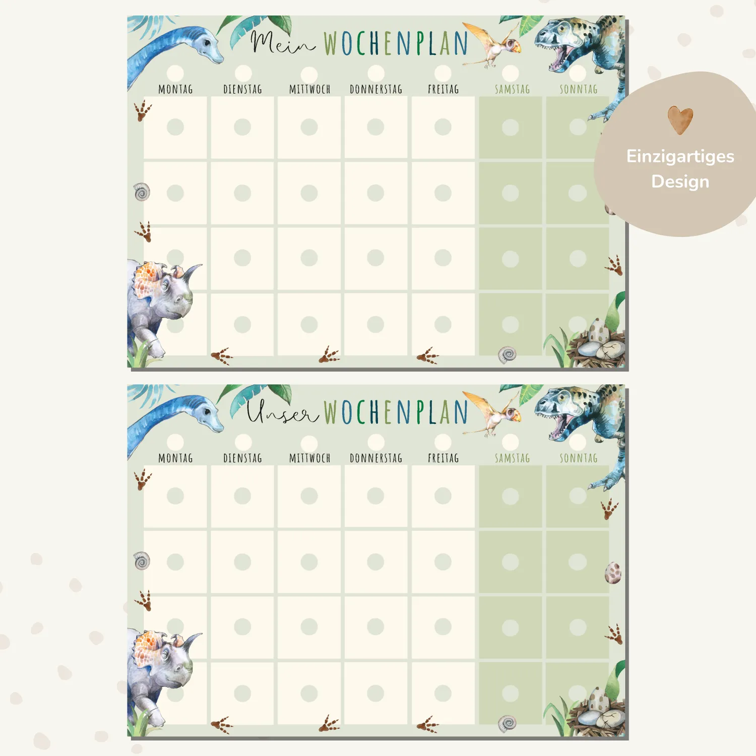 MeinBaby123 Dino Wochenplan Kinder zum Ausdrucken