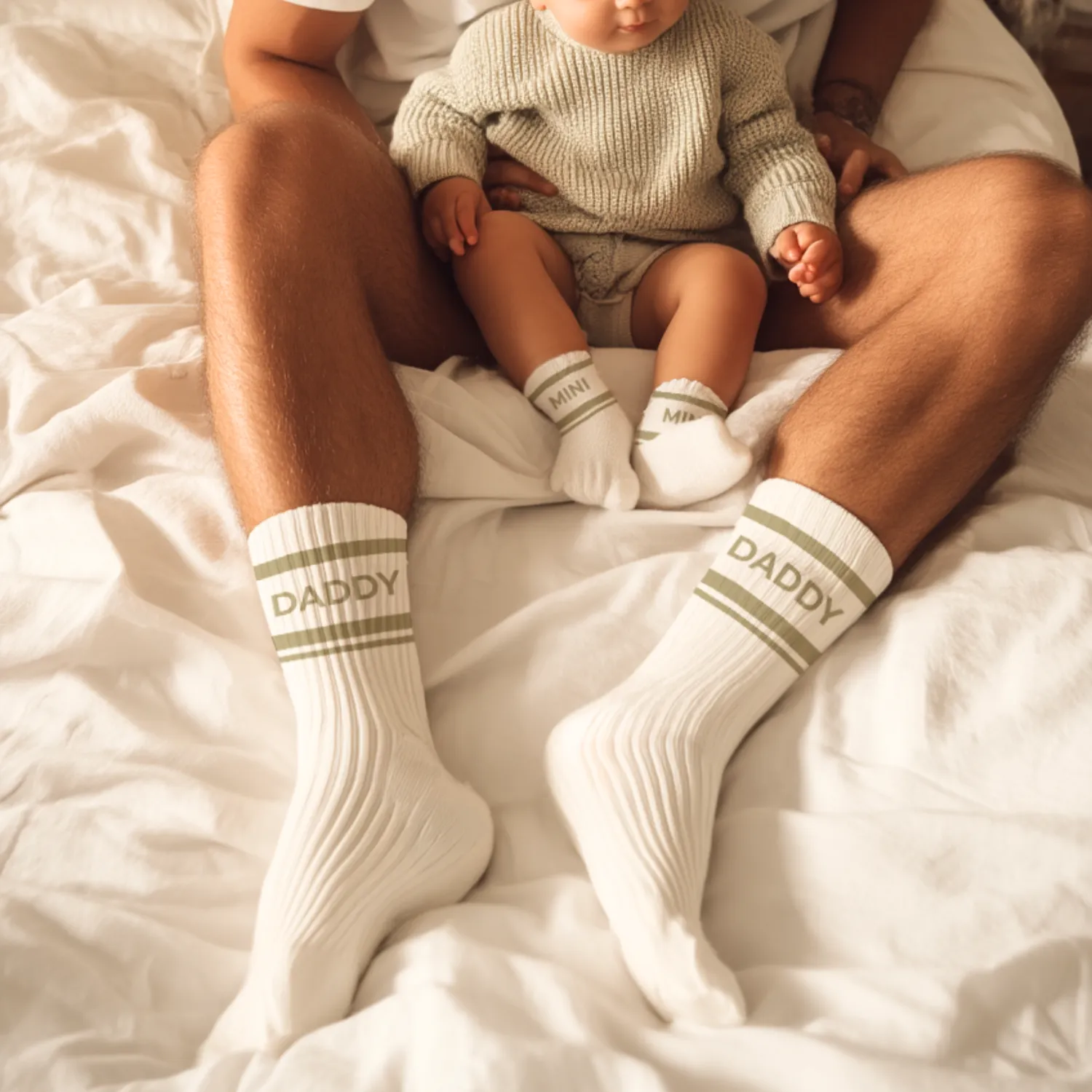 MeinBaby123 Retro-Socken Mommy Daddy Mini 3er Set Beige Bio