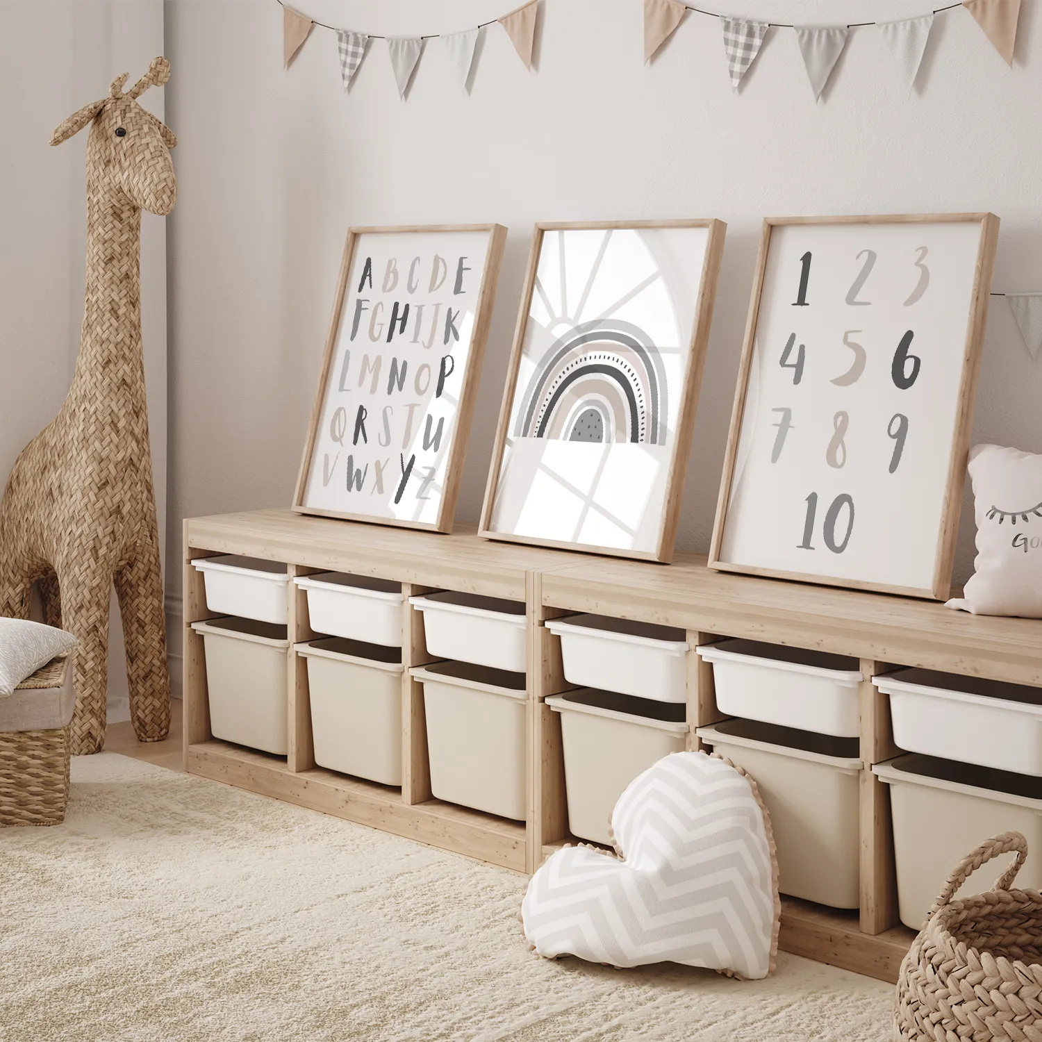 MeinBaby123 ABC Zahlen Regenbogen Lernposter 3er Set A4