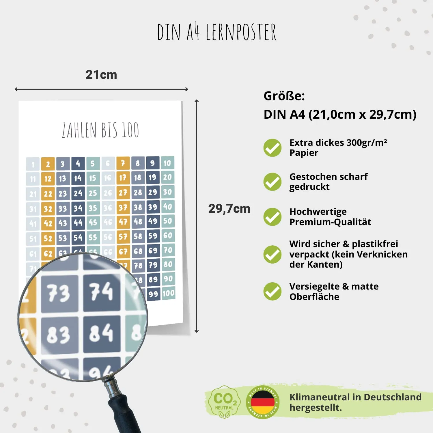 MeinBaby123 Lernposter 4er Set A4 ABC Zahlen blau