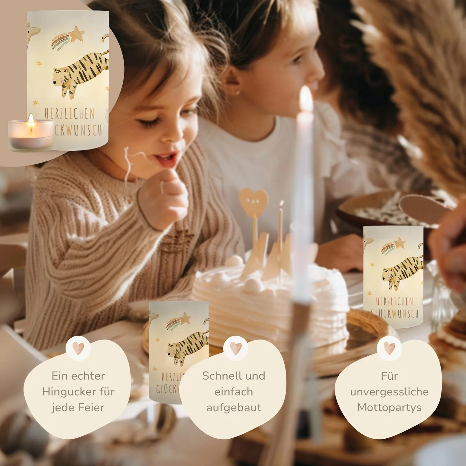 MeinBaby123 Boho-Tiere Windlichter 10 Stück Transparent