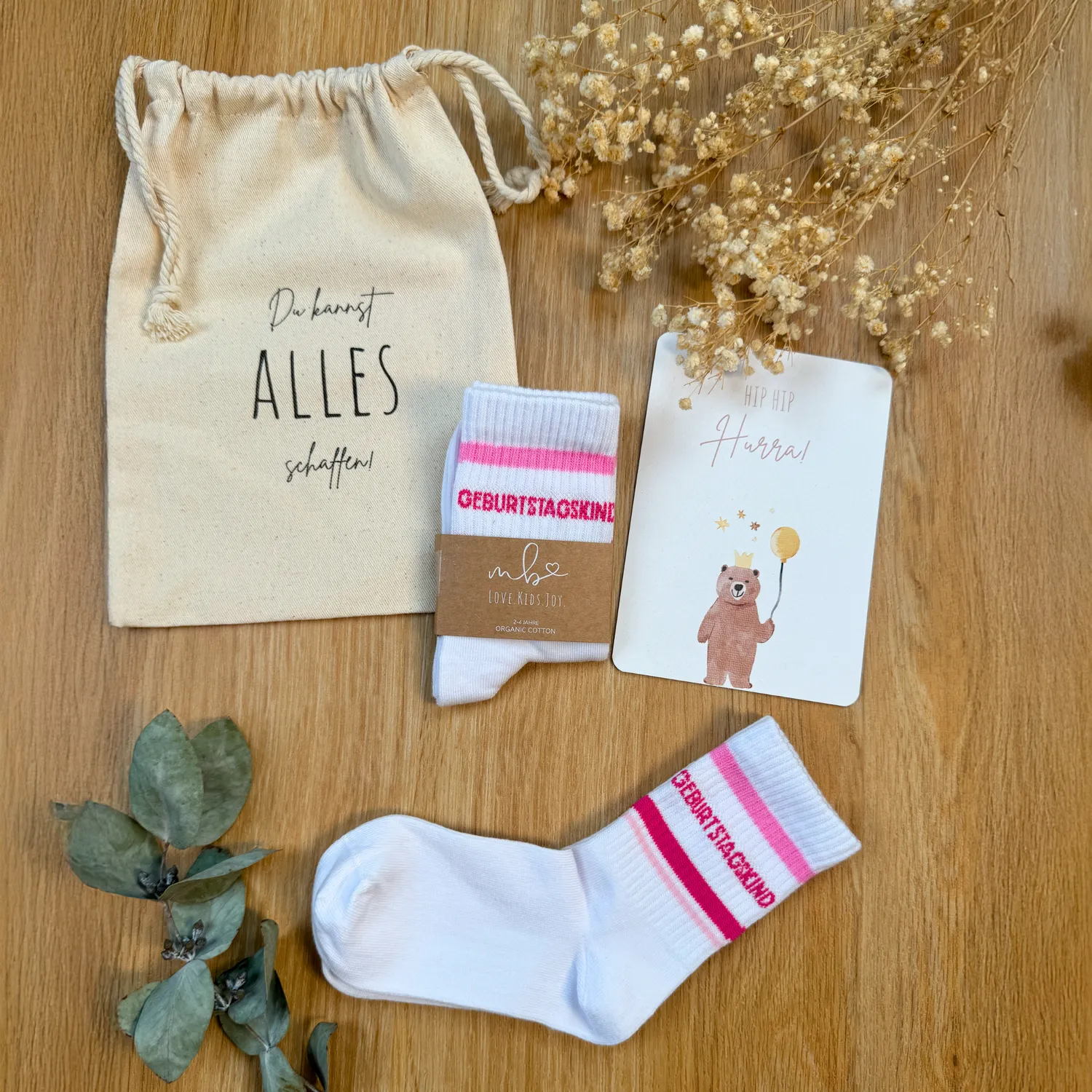 MeinBaby123 Geburtstagskind Socken Pink Baumwolle 1 Paar
