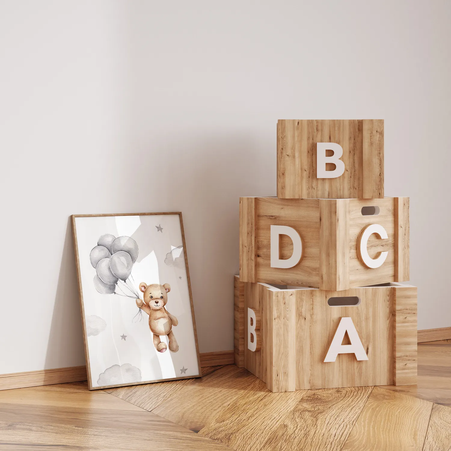 MeinBaby123 Bär & Regenbogen Poster 3er Set A4 Boho