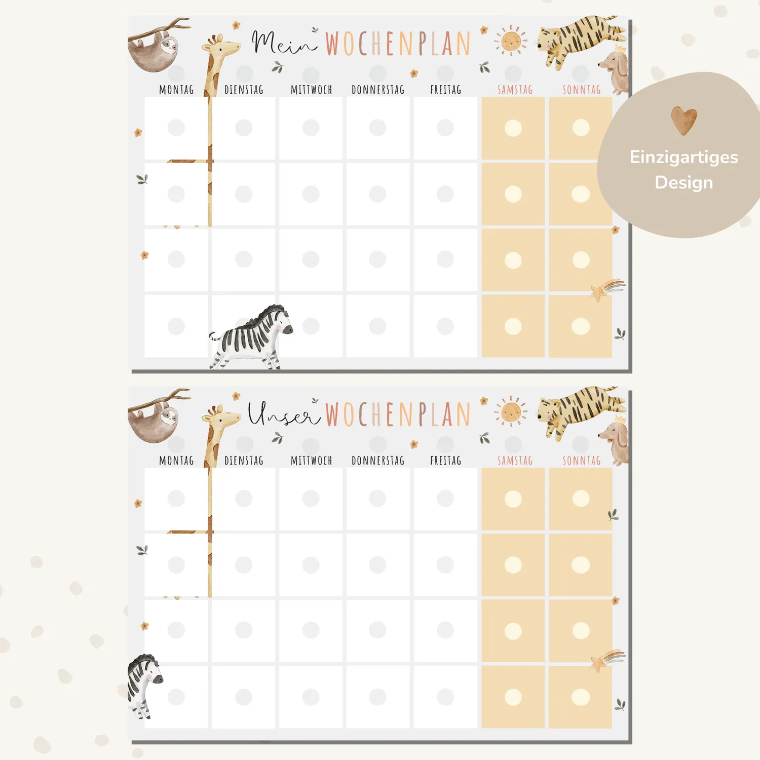 MeinBaby123 Wochenplan Montessori Boho PDF Kinder Ausdruck