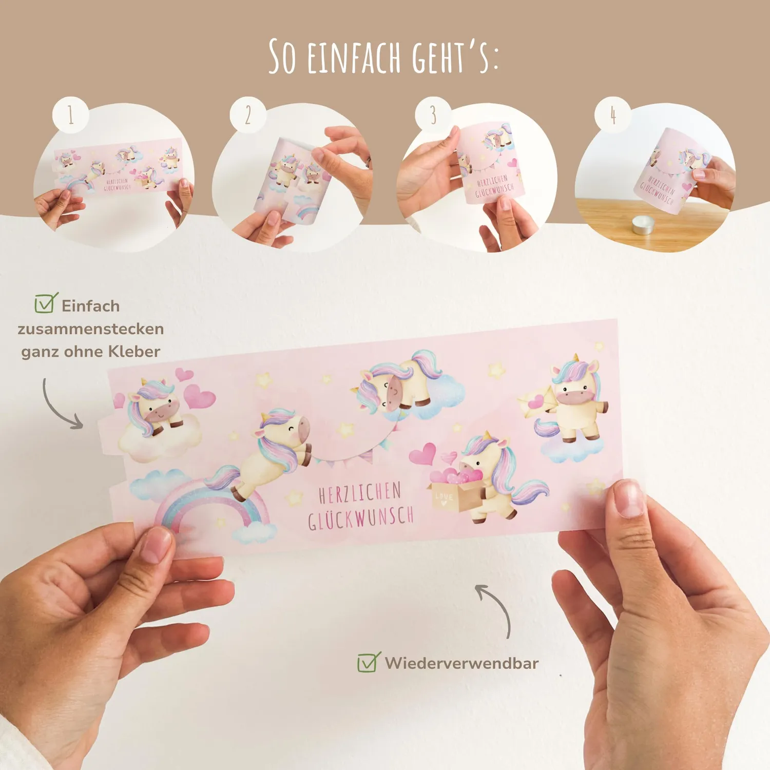 MeinBaby123 Einhorn Windlicht Tischdeko 10 Stück Transparentpapier