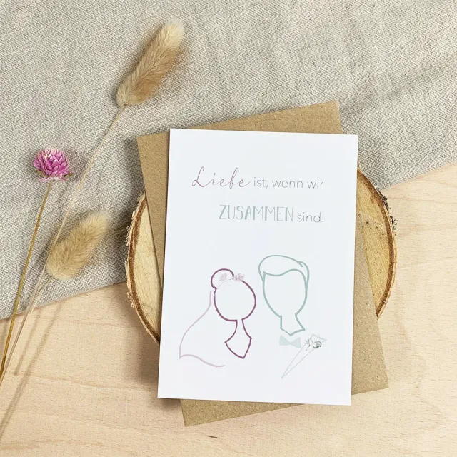 MINTKIND Liebe ist Hochzeitskarte DIN A6 mit Umschlag