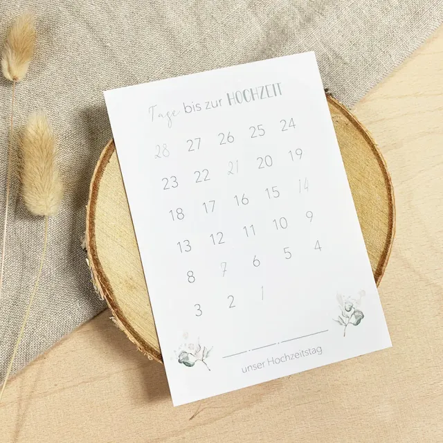 MINTKIND Postkarte Hochzeit Countdown DIN A6 300g