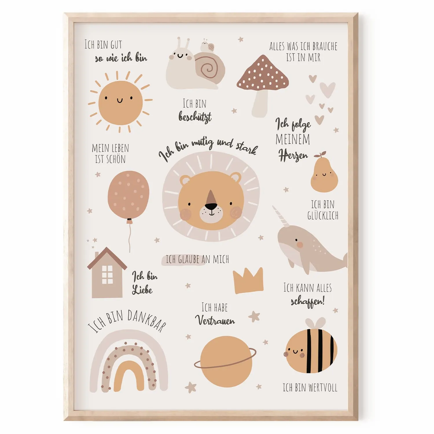 MeinBaby123 Affirmationen Kinderzimmerposter A2 Tiermotive