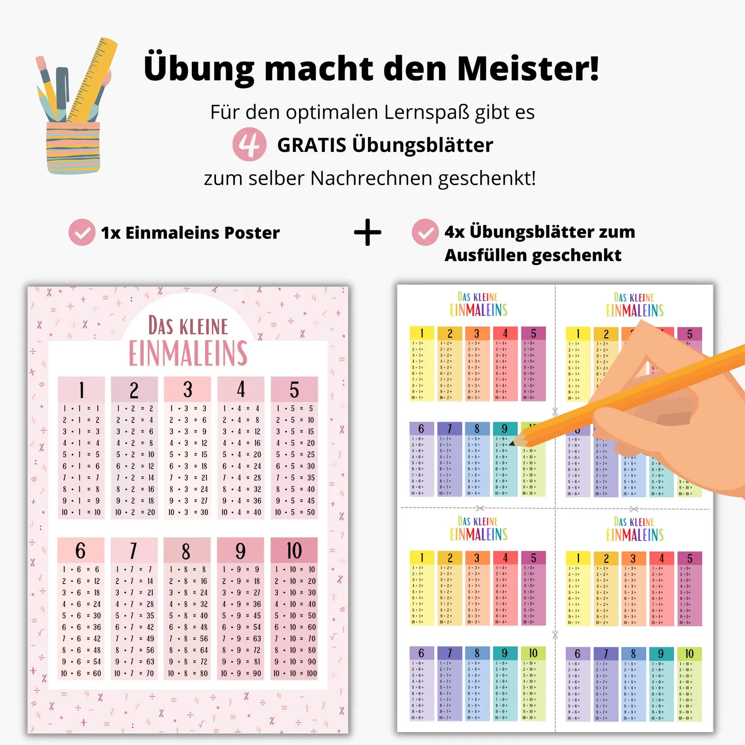MeinBaby123 Einmaleins Lernposter rosa A2