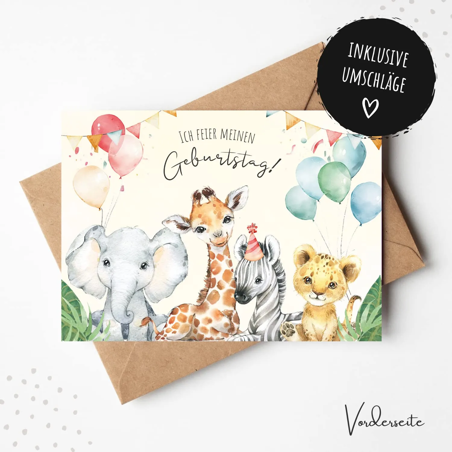 MeinBaby123 Safari Tiere Einladungskarten Kindergeburtstag 10er