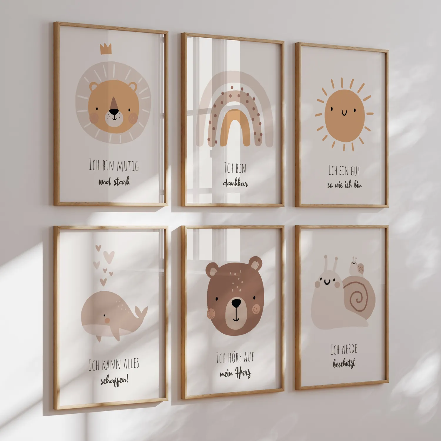MeinBaby123 Poster Affirmation 6er Set A4 Boho Tiere