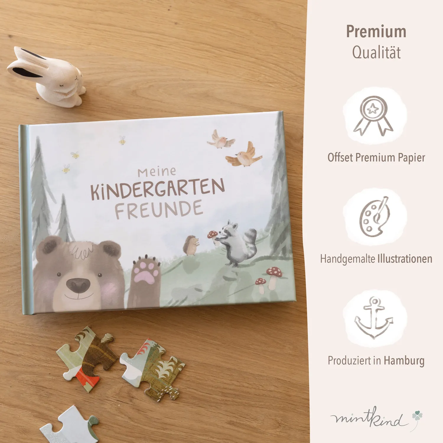 MINTKIND Kindergarten Freundebuch Waldtiere Bär DIN A5