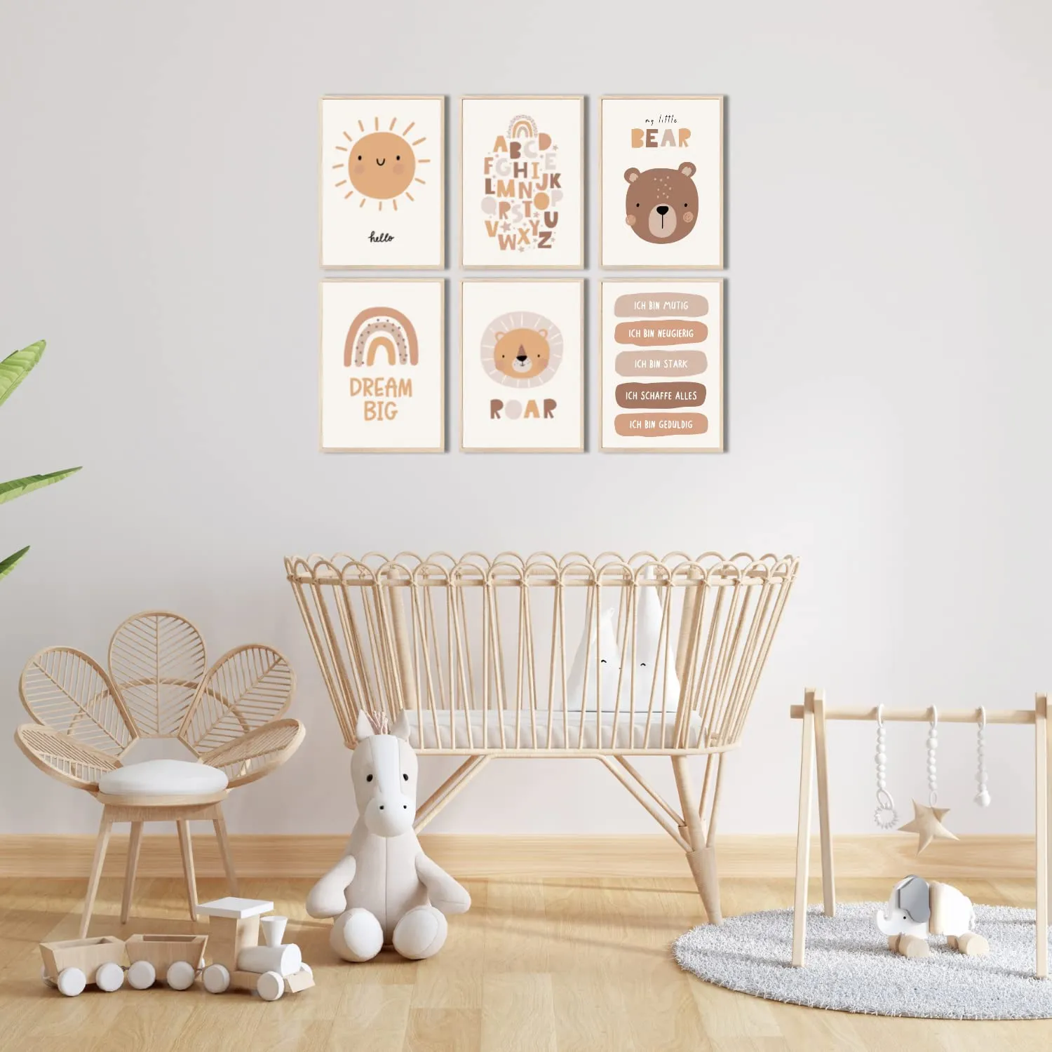 MeinBaby123 Süße Tiere Poster 6er Set A4 Boho