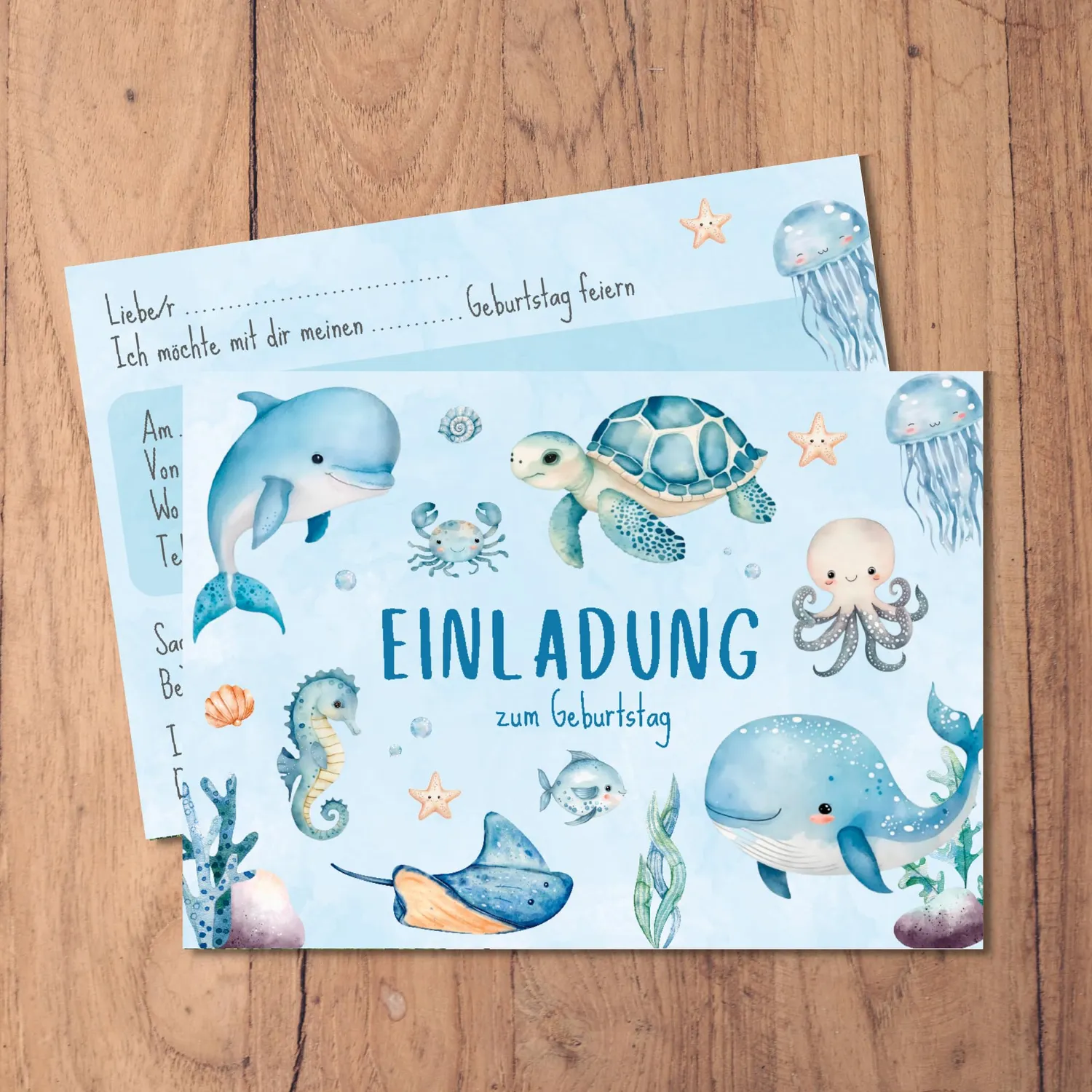 MeinBaby123 Kindergeburtstag Einladungskarten Unterwasserwelt 10er
