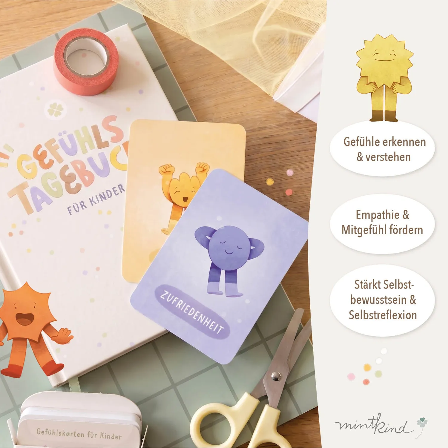MINTKIND Gefühlkarten für Kinder 5-10 Jahre 30 Karten Set