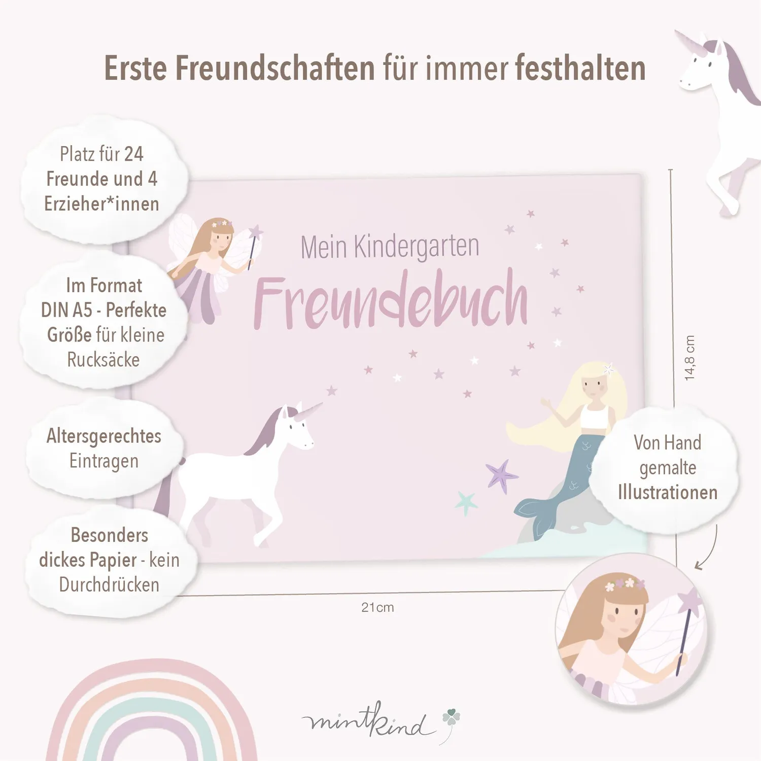 MINTKIND Feenwelt Kindergarten Freundebuch A5 80 Seiten
