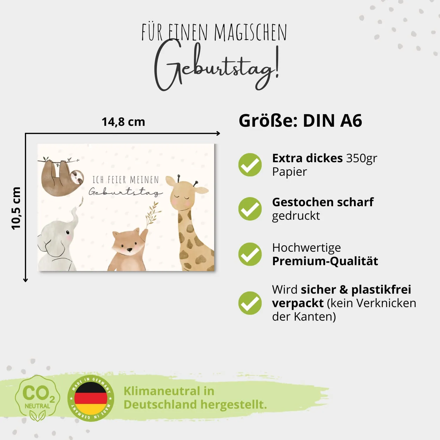MeinBaby123 Süße Tiere Einladungskarten 10er Kindergeburtstag