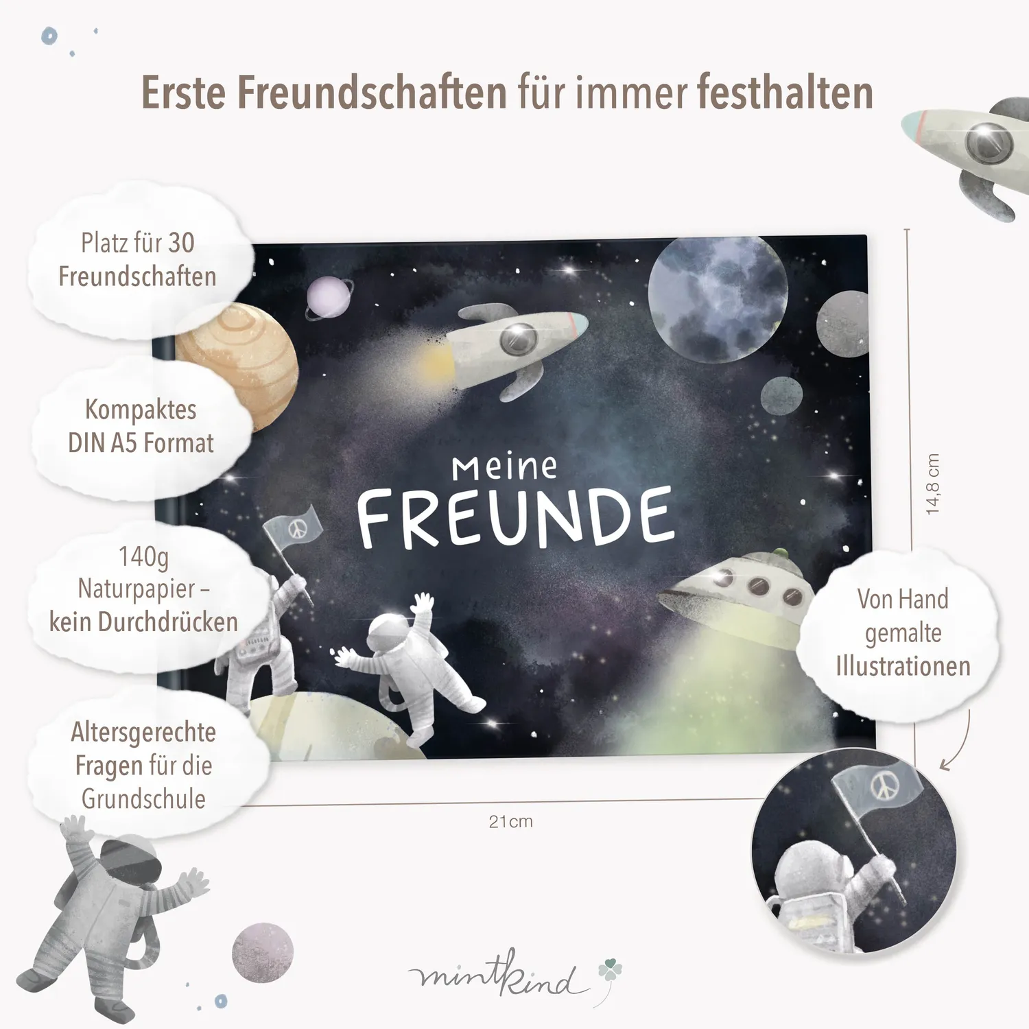 MINTKIND Freundebuch Grundschule Weltall Dunkel