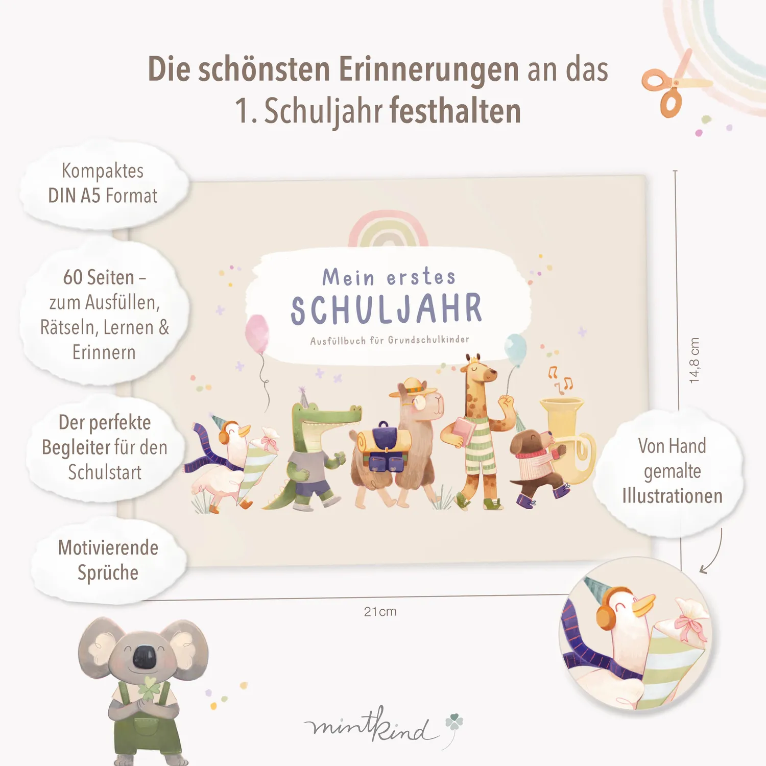 MINTKIND Mein erstes Schuljahr Erinnerungsalbum 60 Seiten